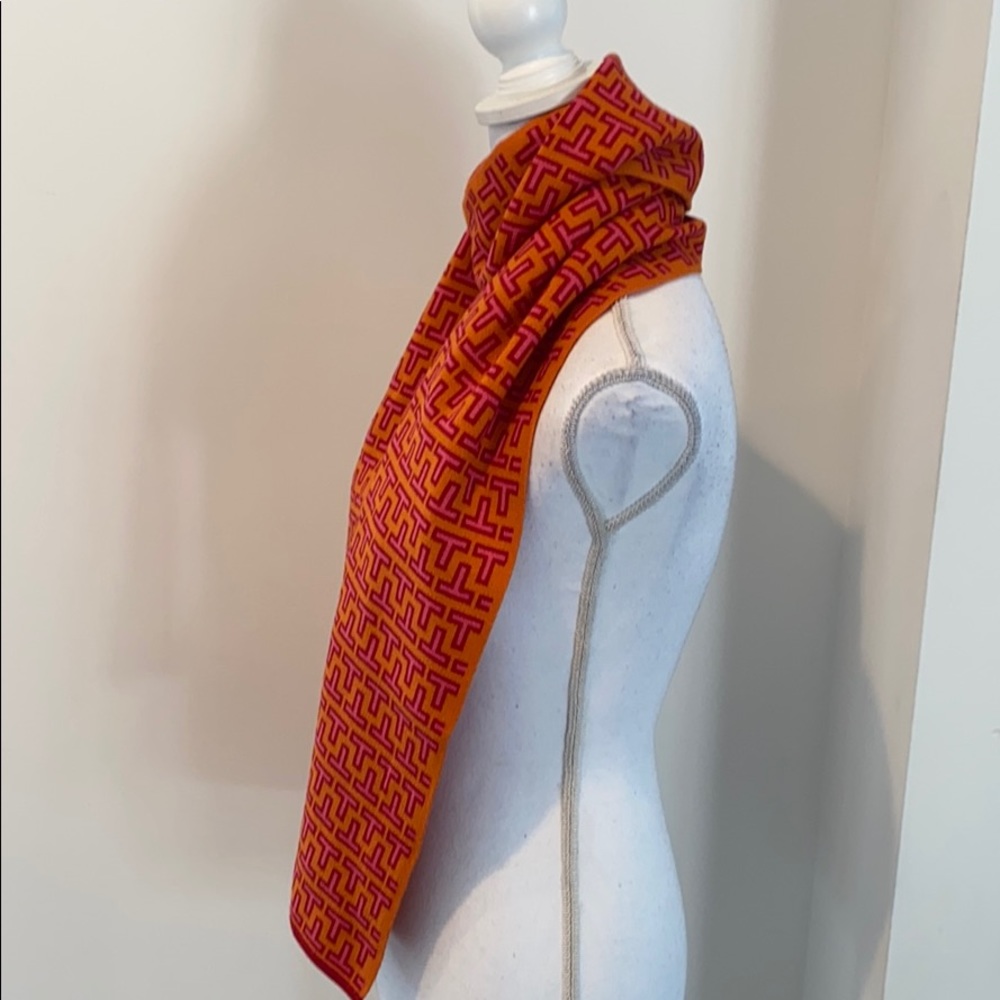 Orange and pink Tory Burch scarf - Picture 3 of 5